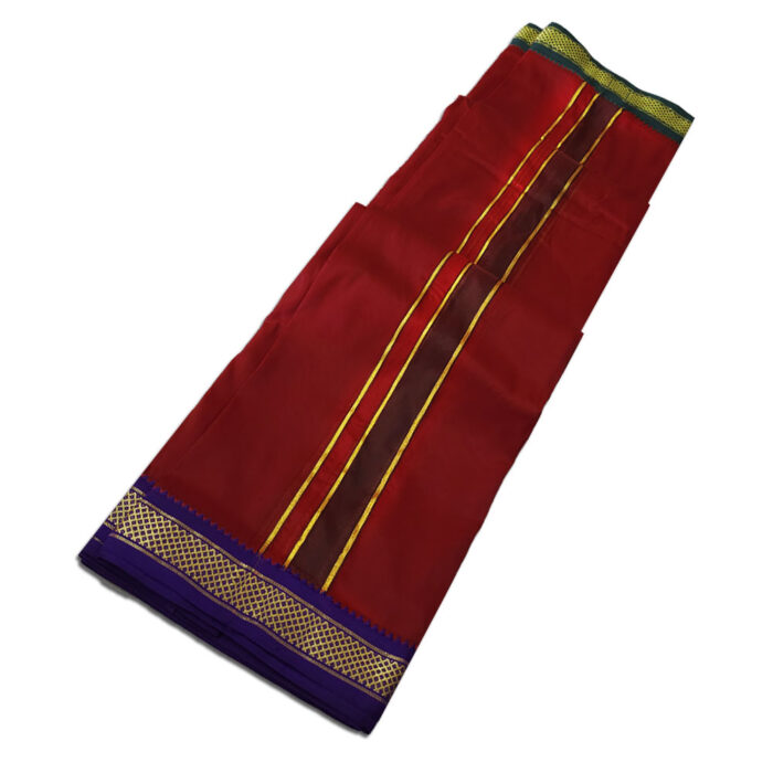 Maroon Colour art Silk MayilKan Colour Dhoti - Image 2