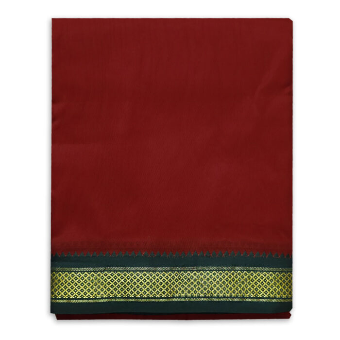 Maroon Colour art Silk MayilKan Colour Dhoti - Image 1
