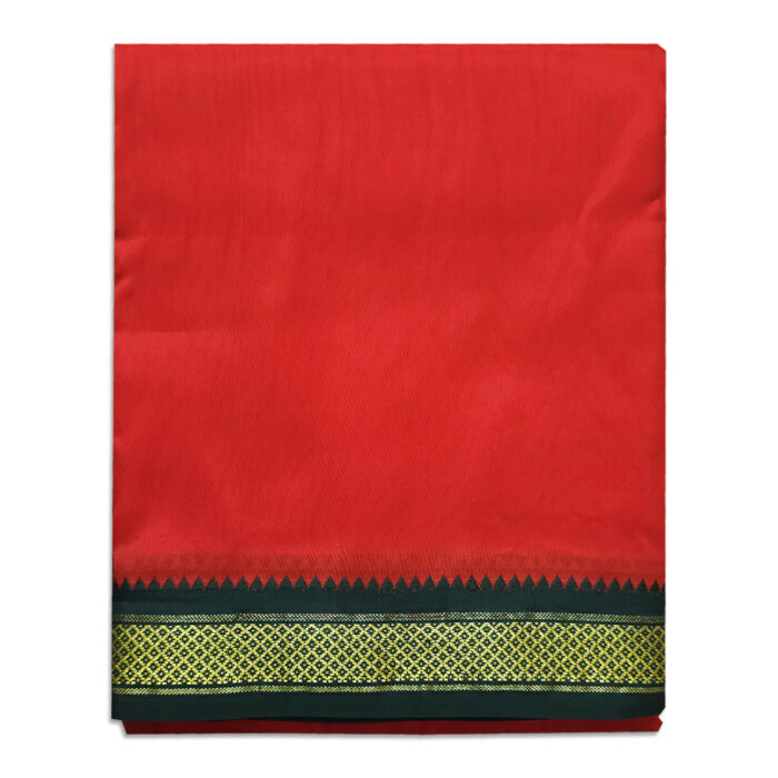 Red Colour art Silk MayilKan Colour Dhoti - Image 1