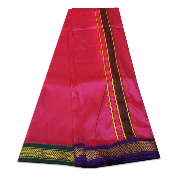 Queen Rose Colour art Silk MayilKan Colour Dhoti - Image 3