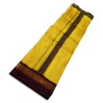 Yellow Colour art Silk MayilKan Colour Dhoti - Image 2