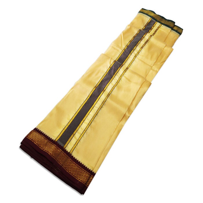 Sandal Colour art Silk MayilKan Colour Dhoti - Image 2