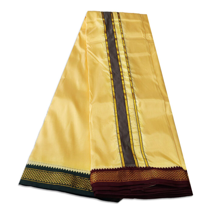 Sandal Colour art Silk MayilKan Colour Dhoti - Image 3