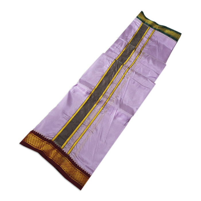 Violet Colour art Silk MayilKan Colour Dhoti - Image 2