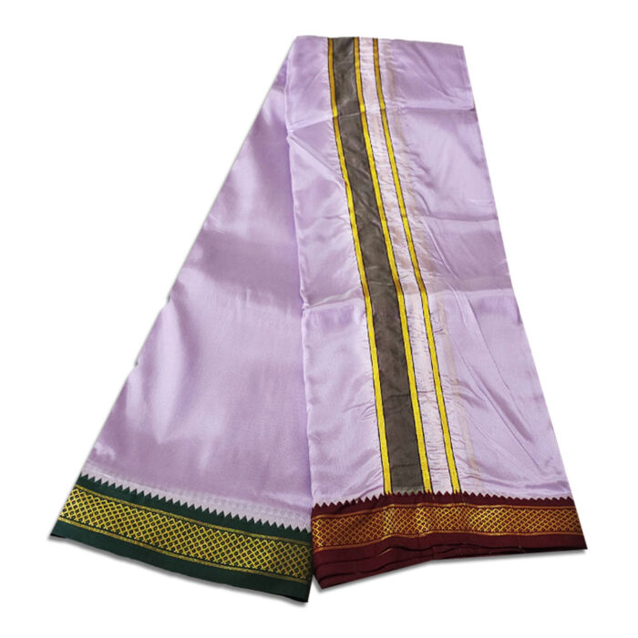 Violet Colour art Silk MayilKan Colour Dhoti - Image 3