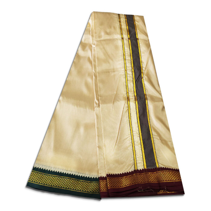 Beige Colour art Silk MayilKan Colour Dhoti - Image 3