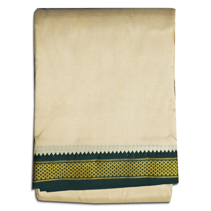 Beige Colour art Silk MayilKan Colour Dhoti - Image 1