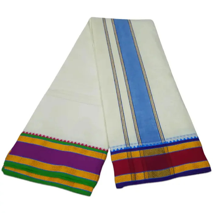 Double Color 4 Inch Fancy Border Dhoties - Image 2