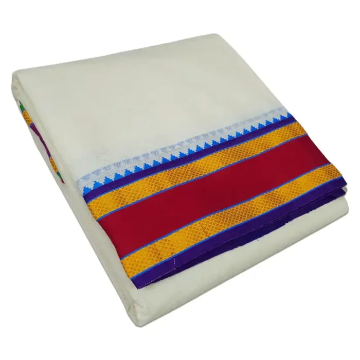 Double Color 4 Inch Fancy Border Dhoties - Image 1