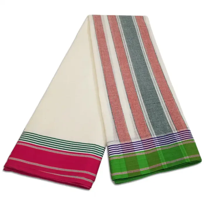 3 Inch Half White Fancy Seer Designed Vaishnava Dhoties - Image 2
