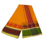 3 Inch Thillana Light Orange Colour Jaquad Fancy Border Dhoti - Image 2