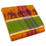 3 Inch Thillana Light Orange Colour Jaquad Fancy Border Dhoti