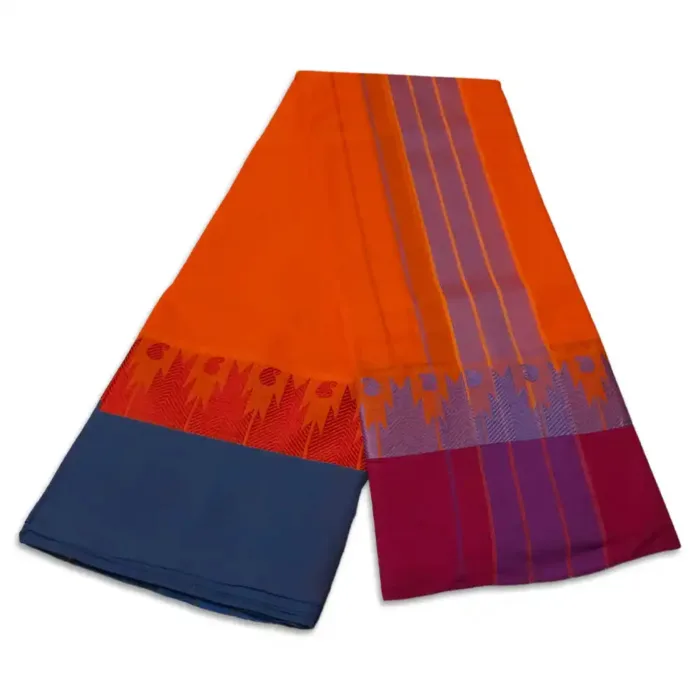 3 Inch Thillana Orange Colour Jaquad Fancy Border Dhoti - Image 2