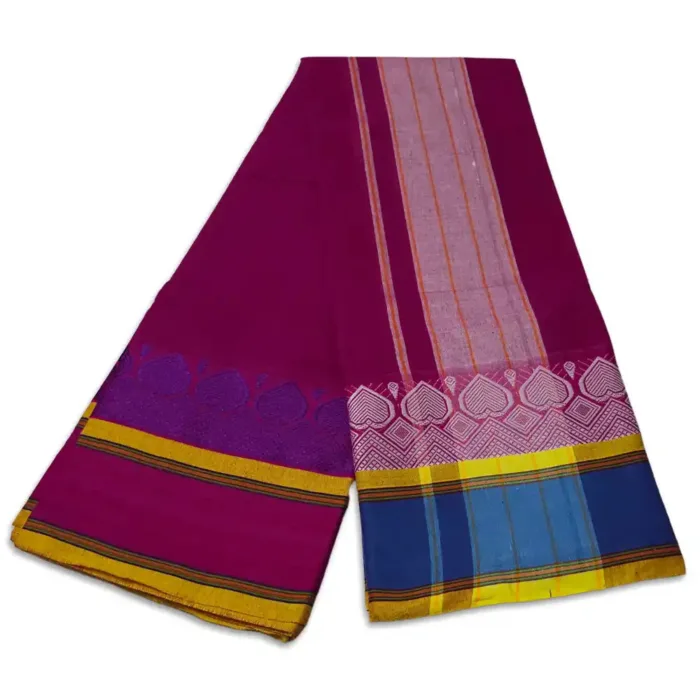 3 Inch Thillana Purple Colour Jaquad Fancy Border Dhoti - Image 2