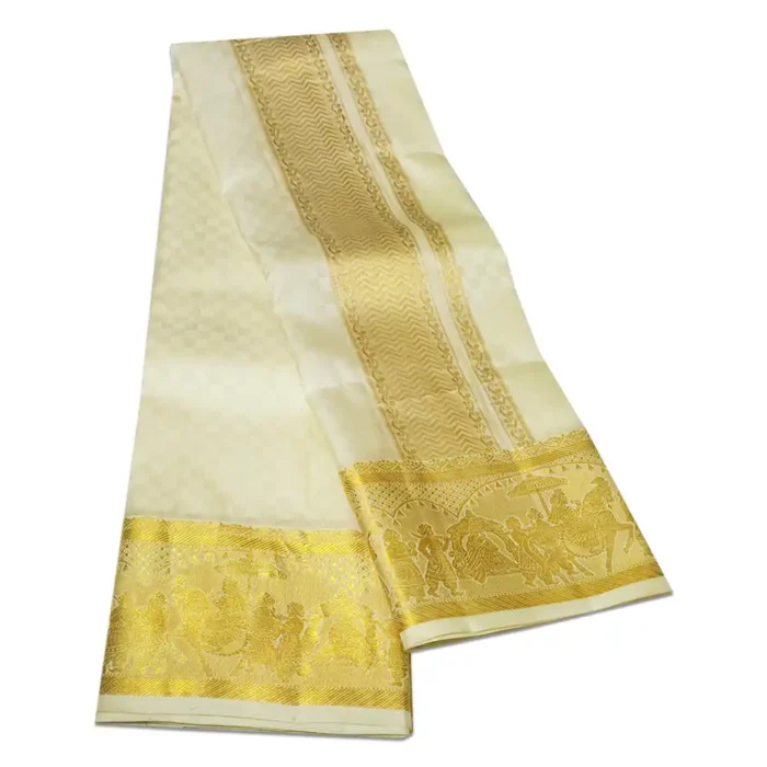 Pure Silk Fancy Design Embose Dhoti - Image 2