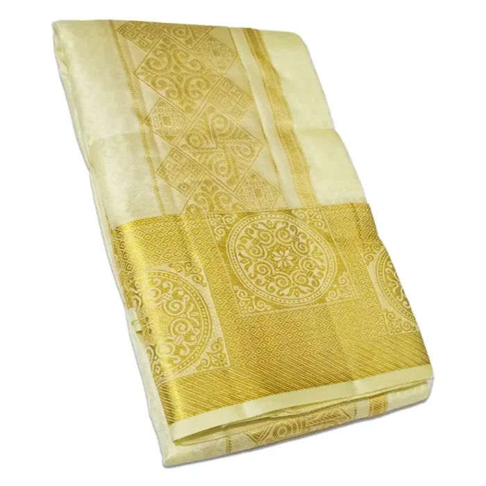 Pure Silk Fancy Design Embose Dhoti - Image 1