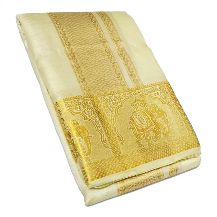 Pure Silk Fancy Design Embose Dhoti - Image 1
