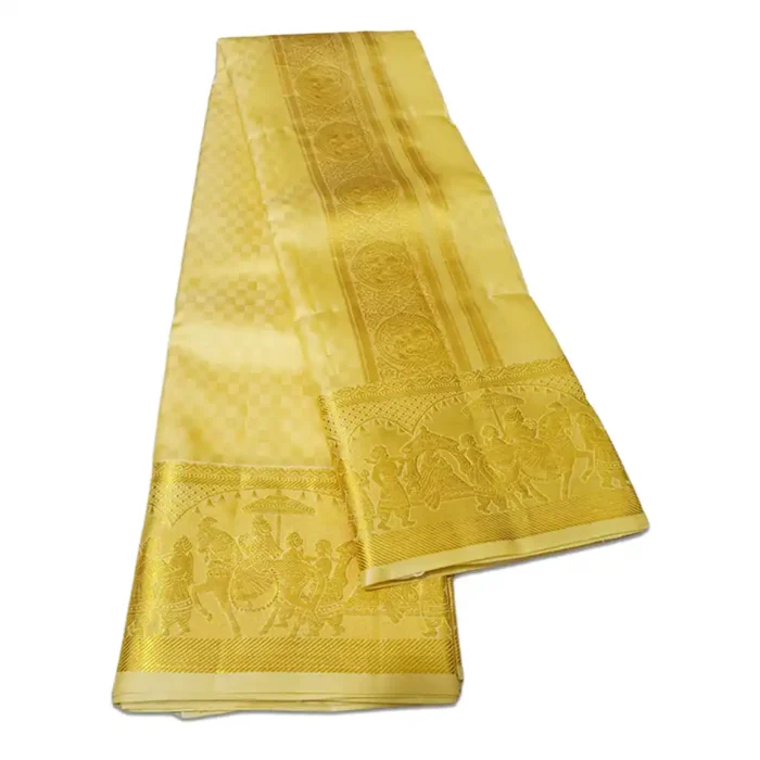 Pure Silk Fancy Design Embose Dhoti - Image 2