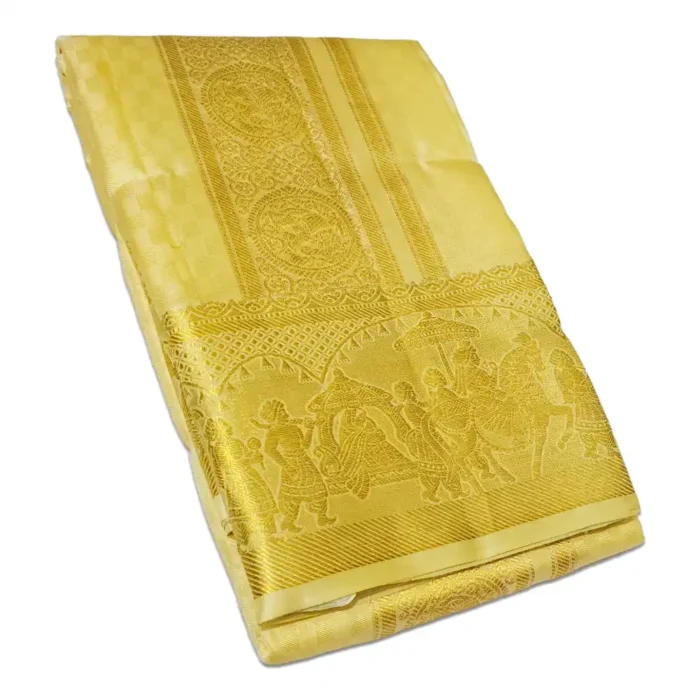 Pure Silk Fancy Design Embose Dhoti - Image 1