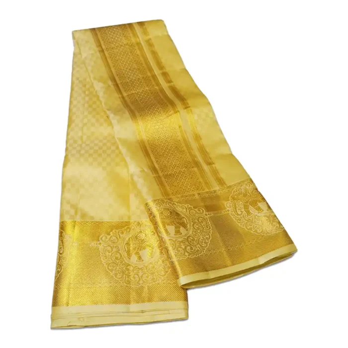 Pure Silk Fancy Design Embose Dhoti - Image 2