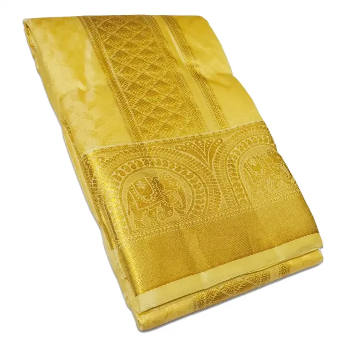 Pure Silk Fancy Design Embose Dhoti - Image 1