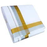2 Inch Silver Gold Half & Half Zari Border White Dhoti