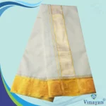 Tissue Full Golden Border 5 Inch Border Half White Quality Dhoti - Image 3