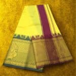 Yellow Colour Karishma Soft Silk 9 Inch Border Premium Quality Dhoti - Image 2