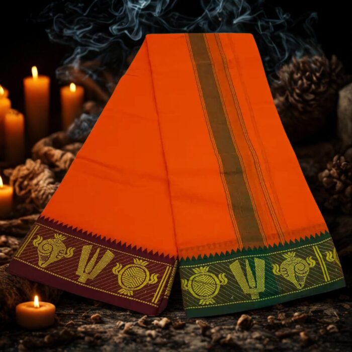 Nama Chakra Designed 3 Inch Border Best Quality Colour Dhoti - Image 2