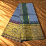 Grey Colour Karishma Soft Silk 9 Inch Border Premium Quality Dhoti - Image 4