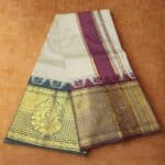 Beige Colour Karishma Soft Silk 9 Inch Border Premium Quality Dhoti - Image 2