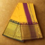 Mango Colour Karishma Soft Silk 9 Inch Border Premium Quality Dhoti - Image 2