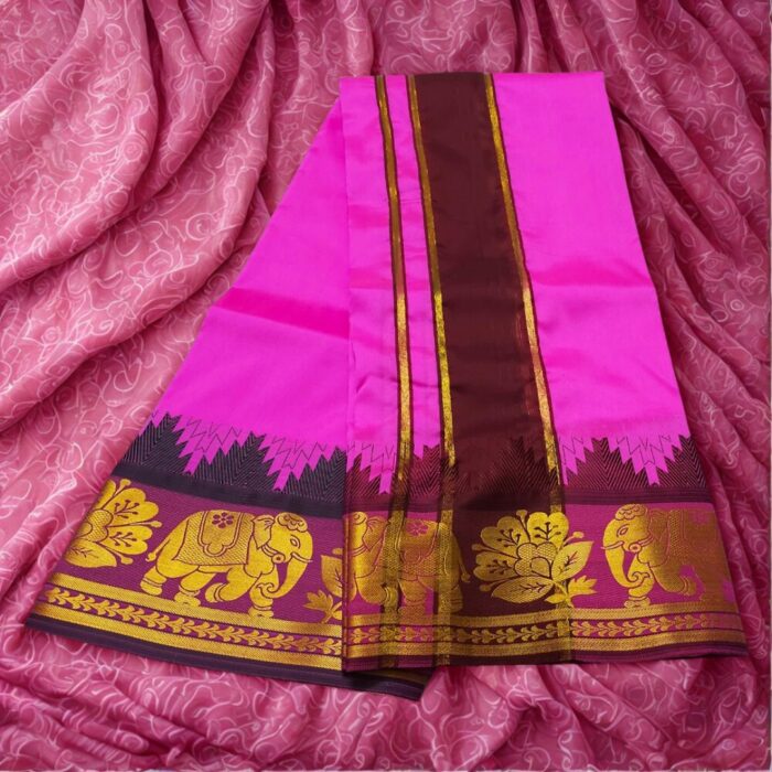 Pink Soft Silk Premium Quality Dhoti Towel - Image 2