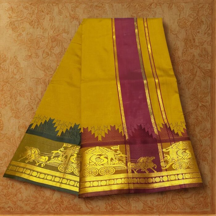 Mustard Soft Silk Premium Quality Dhoti Towel - Image 2
