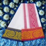 Leaf Designed Embose white Premium Quality Cotton Dhoti 9X5 - Image 2