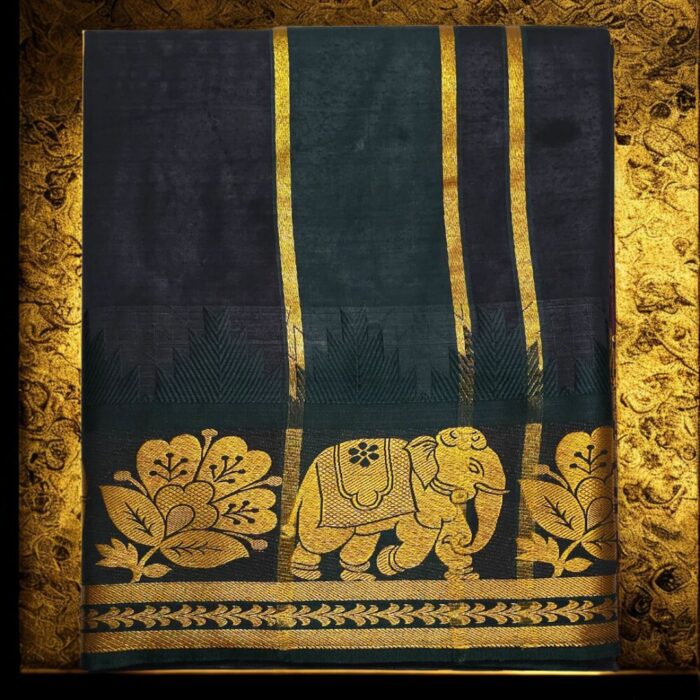 Black Soft Silk Premium Quality Dhoti Towel - Image 3