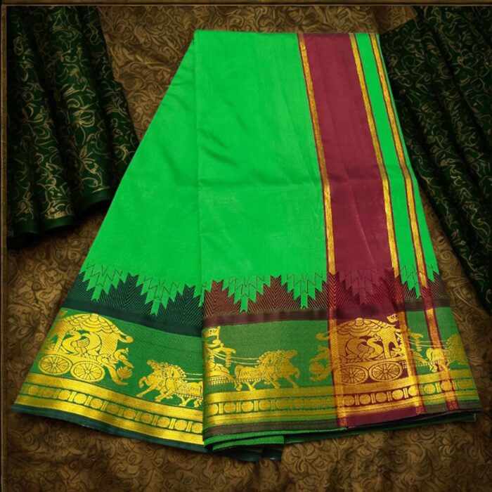 Light Green Soft Silk Premium Quality Dhoti Towel - Image 2
