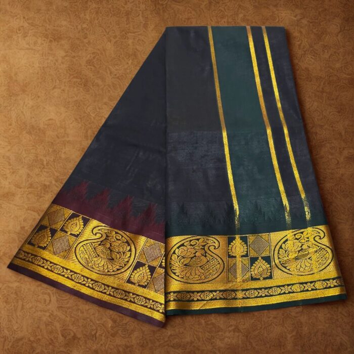 Black Soft Silk Premium Quality Dhoti Towel - Image 2
