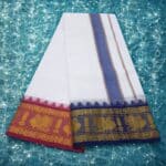 Cotton Dhoti Blue and Matching Border - Image 2