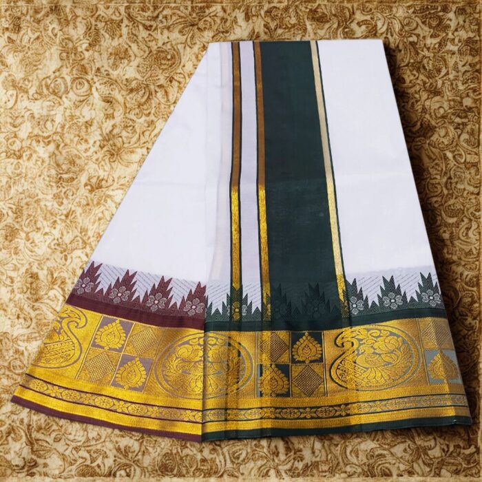 White Soft Silk Premium Quality Dhoti Towel - Image 2