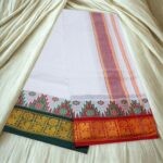 Premium Cotton 5" Double Colour Border White Dhoti - Image 2