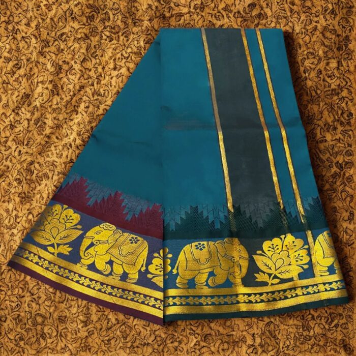 Sumathi Green Soft Silk Premium Quality Dhoti Towel - Image 2