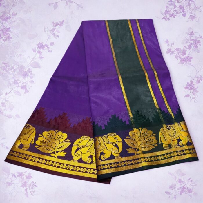 Purple Soft Silk Premium Quality Dhoti Towel - Image 2