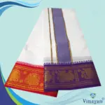 Premium quality Blue and Orange Border Dhoti(Assorted border Designs) - Image 2