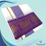 Premium quality Blue and Orange Border Dhoti(Assorted border Designs)