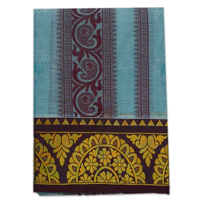 Premium Full Embose Cotton Colour Dhoti with Towel 9X5 - Image 1