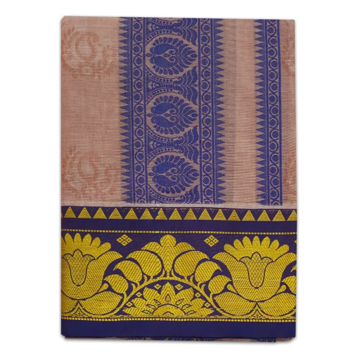Premium Full Embose Cotton Colour Dhoti with Towel 9X5 - Image 1