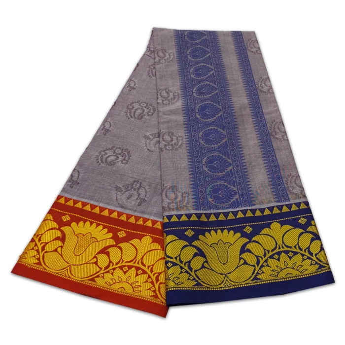 Premium Full Embose Cotton Colour Dhoti with Towel 9X5 - Image 2