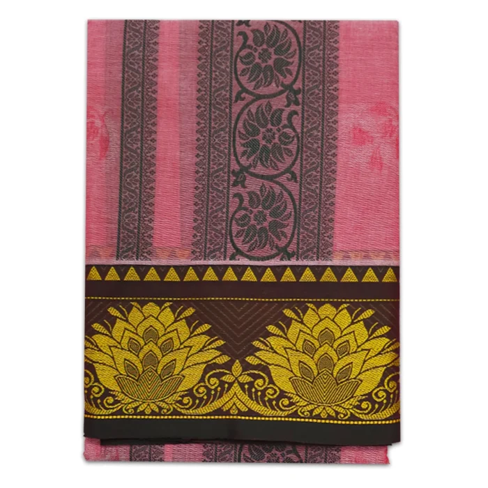 Premium Full Embose Cotton Colour Dhoti with Towel 9X5 - Image 1
