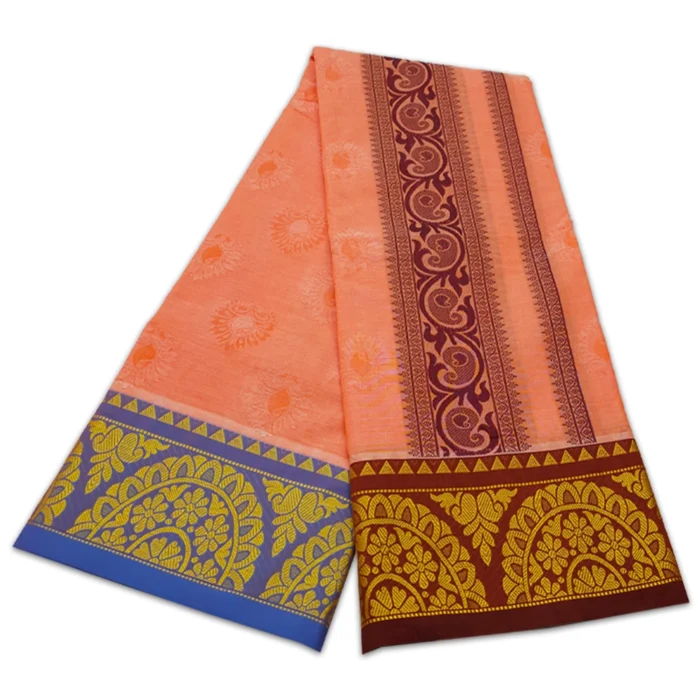Premium Full Embose Cotton Colour Dhoti with Towel 9X5 - Image 2
